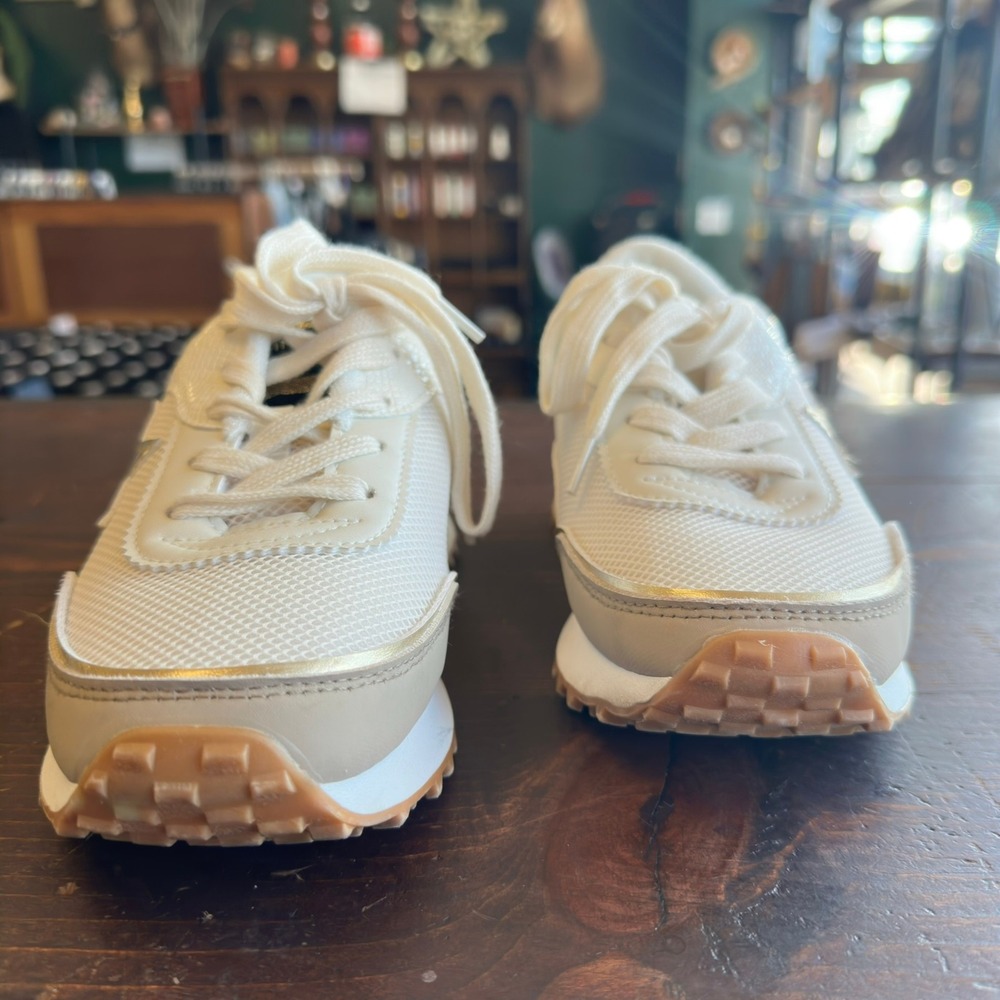 Vintage Havana Gadol Sneakers Womens 7 Cream Gold Star Platform Mesh Lace Up - Picture 2 of 11